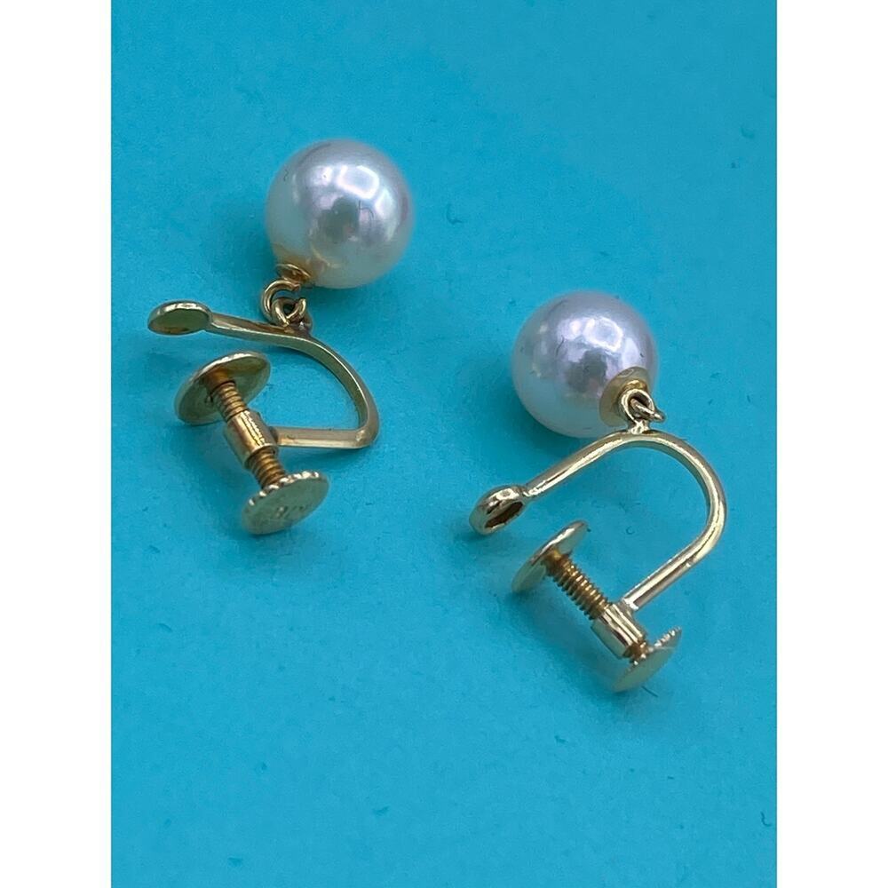 Authentic 18K Yellow Gold Pearl Earrings